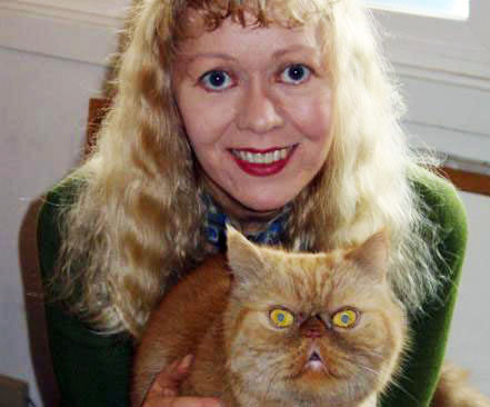 Pet and Dog Boarding: Lorna with her cat, Fweedie